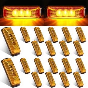 Yahenda 20 Pieces 3.9 Inch 3 LED Trailer Marker Lights Trailer LED Waterproof Side Marker Light Rectangle Trailer Running Lights for Truck RV Exterior Marker Lights Accessories (Amber, Red)