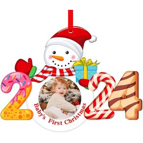 WhstSign Babys First Christmas Picture Frame Ornaments 2024 My First Christmas Photo Frame Ornaments for Christmas Tree Babies 1st Baby Boy Girl First Christmas Ornaments Gifts for Newborn New Parents