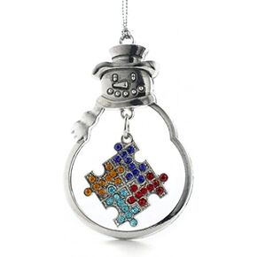 MadSportsStuff Christmas Ornament with Crystal Autism Puzzle Piece Symbol