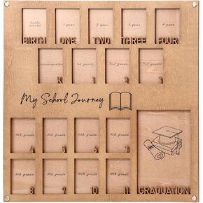 15.74inch School Picture Frame Pre-k to 12, School Years Picture Frame K-12 for Graduation Gifts&Party Decor, Wooden School Photo Frame, Perfect Graduation keepsake, 18 Photos