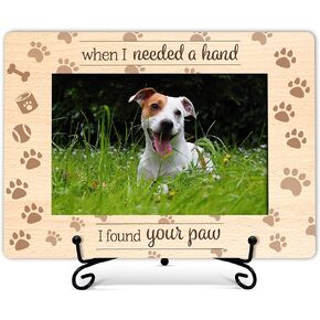 Dog Lovers Picture Frame, When I Needed a Hand I Found Your Paw Photo Frame, Frame Gifts For Dog Lover Dog Mom Dog Owner Women, Pet Paw Print Picture Frames, Home Office Pet Frame With Stand -21