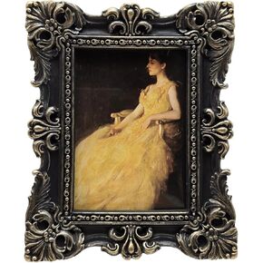CISOO 4x6 Vintage Picture Frame Antique Ornate Black and Gold Photo Frame, for Table Top and Wall Display, Decorative Floral Design Retro Home Decor, Photo Gallery Art