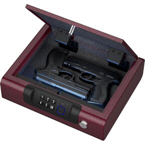 Gun Safe,Biometric Gun Safe for Pistols 3-Ways unlock Safe Fingerprint Digital PIN Key Unlock with Voice, Gun lock box for Cloakroom living room Bedroom Nightstand and Car BILLCONCH