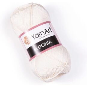 Yarn Art Begonia Yarn 100% Cotton, Pure Premium Soft Cotton Yarn, for Knitting Crochet and Amigurumi, Various Pastel and Shiny Colors Yarn, Baby Yarn, 1.76 Oz (50g) / 185 Yrds (169m) (0003)