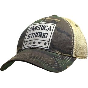 VINTAGE LIFE America Strong Vintage Distressed Trucker Cap, Camo, Adult Headwear Accessories