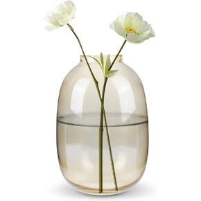 Brown Glass Vase, 10 Inches Large Glass Vase Primary Colored Vase Tall Vase Decorative Vase for Long Stem Branch Artificial Plant Flower, Home Office Wedding Tabletop Centerpiece Decor