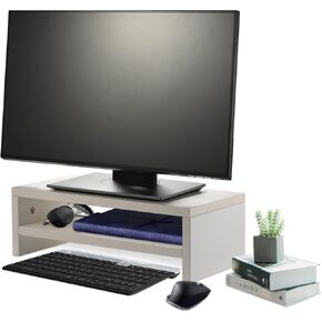 16.7" 2-Tier Pink Monitor Stand, Monitor Stand for Desk, Wood Monitor Stand, Monitor Riser, Computer Monitor Stand, Wooden Monitor Riser Wood for PC Screen/Printer