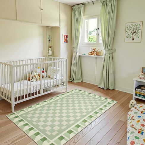 Morebes Checkered 5x7 Pink Rugs for Bedroom Girls Non Slip, Washable Soft Nursery Rug for Living Room, Boho Modern Low-Pile Floor Indoor Throw Carpet for Dining Room Dorm Playroom in Saudi Arabia
