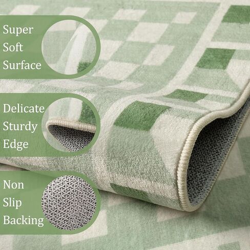 Morebes Checkered 5x7 Pink Rugs for Bedroom Girls Non Slip, Washable Soft Nursery Rug for Living Room, Boho Modern Low-Pile Floor Indoor Throw Carpet for Dining Room Dorm Playroom in Saudi Arabia