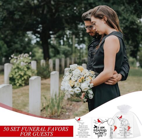 Qilery 24 Sets Memorial Gifts Cardinal Keychain with Cardinal Charm I Am with You Always Poem Cards White Organza Bags Funeral Gifts Grief Gifts Sympathy Gifts for Condolence Remembrance Bereavement, in Saudi Arabia