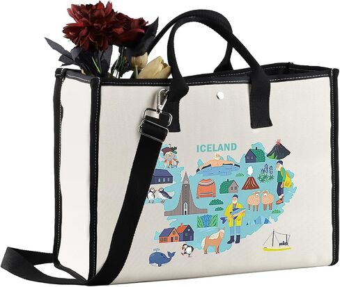 MEIKIUP Iceland Travel Cosmetic Bag Iceland Travel Map Northern Lights Gifts Iceland Vacation Travel Gift Iceland Souvenirs in Kuwait