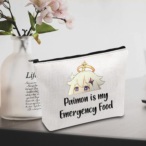 JXGZSO Anime Inspired Novelty Cosmetic Bag Paimon is my Emergency Food Traveller Gift Anime Lover Gift in Saudi Arabia