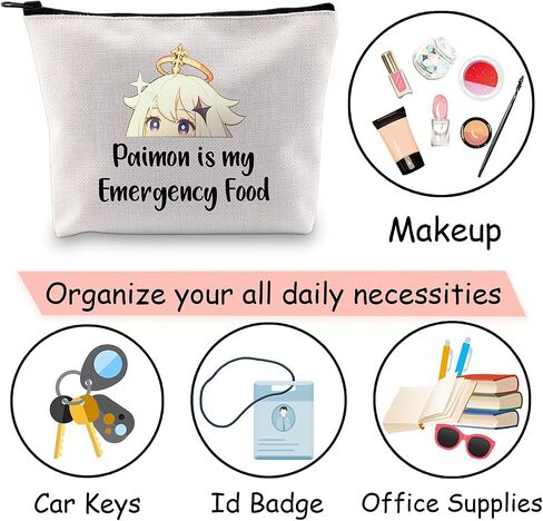 JXGZSO Anime Inspired Novelty Cosmetic Bag Paimon is my Emergency Food Traveller Gift Anime Lover Gift in Saudi Arabia