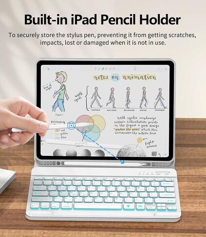 حافظة لوحة مفاتيح COO لجهاز iPad Air 13 بوصة M2 2024، حافظة لوحة مفاتيح لجهاز iPad Pro 12.9 بوصة الجيل 5/6 مع حامل أقلام - لوحة مفاتيح لاسلكية بإضاءة خلفية قابلة للفصل مع خاصية النوم/الاستيقاظ التلقائي in Kuwait
