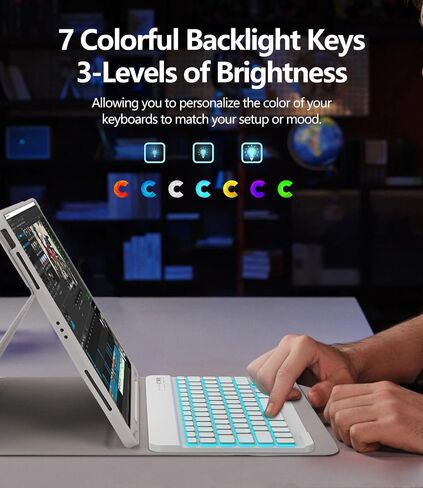 حافظة لوحة مفاتيح COO لجهاز iPad Air 13 بوصة M2 2024، حافظة لوحة مفاتيح لجهاز iPad Pro 12.9 بوصة الجيل 5/6 مع حامل أقلام - لوحة مفاتيح لاسلكية بإضاءة خلفية قابلة للفصل مع خاصية النوم/الاستيقاظ التلقائي in Kuwait