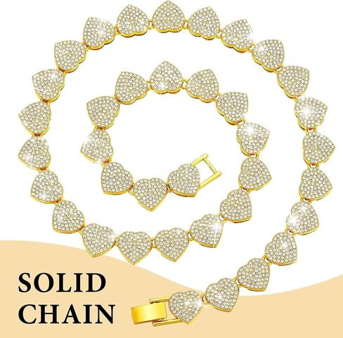Serijoars Dog Chain Collar Heart Necklace Diamond Cuban Link Dog Collar Cat Necklaces Metal Cat Chains Pet Crystal Collars Jewelry Accessories for Dogs Cats (Silver, 8 Inches) in Kuwait