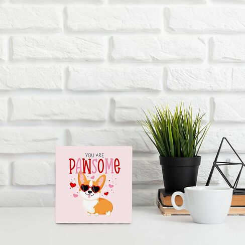 لافتة خشبية لعيد الحب من OFlich Corgi - علامة صندوق خشبي لعيد الحب من Corgi، ديكور طاولة مكتب لمحبي Corgi في عيد الحب in Kuwait