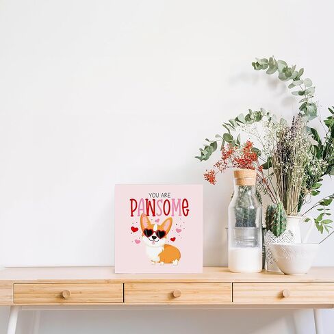 لافتة خشبية لعيد الحب من OFlich Corgi - علامة صندوق خشبي لعيد الحب من Corgi، ديكور طاولة مكتب لمحبي Corgi في عيد الحب in Kuwait