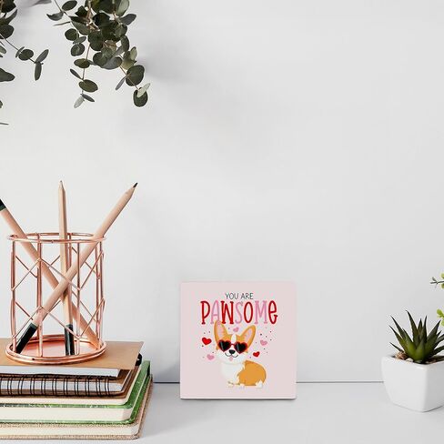 لافتة خشبية لعيد الحب من OFlich Corgi - علامة صندوق خشبي لعيد الحب من Corgi، ديكور طاولة مكتب لمحبي Corgi في عيد الحب in Kuwait