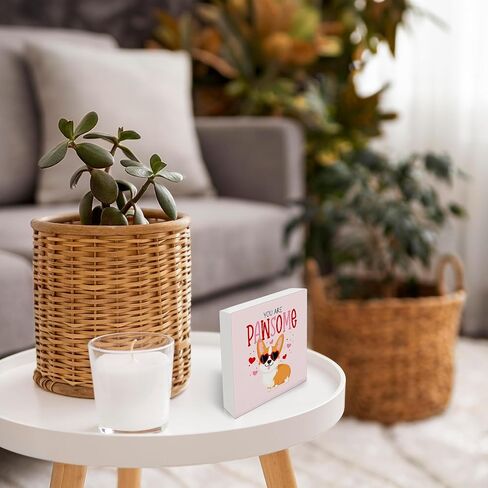 لافتة خشبية لعيد الحب من OFlich Corgi - علامة صندوق خشبي لعيد الحب من Corgi، ديكور طاولة مكتب لمحبي Corgi في عيد الحب in Kuwait