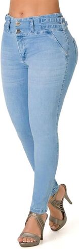 بنطال جينز كاجوال نسائي من Flamingals بخصر متوسط ​​وسحاب نحيف in Kuwait