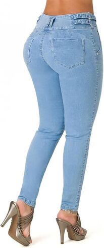 بنطال جينز كاجوال نسائي من Flamingals بخصر متوسط ​​وسحاب نحيف in Kuwait