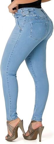 بنطال جينز كاجوال نسائي من Flamingals بخصر متوسط ​​وسحاب نحيف in Kuwait