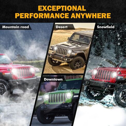 مصابيح أمامية LED مطورة من Auxbeam 2023 مقاس 9 بوصة مع حلقة هالة DRL وإشارة الانعطاف، متوافقة مع Jeep Wrangler JL Gladiator JT 2018-2023، مصباح أمامي مستدير مضاد للتوهج عالي/منخفض الشعاع in Kuwait