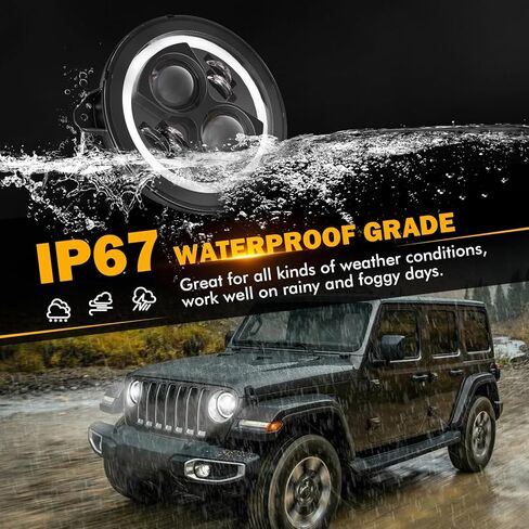 مصابيح أمامية LED مطورة من Auxbeam 2023 مقاس 9 بوصة مع حلقة هالة DRL وإشارة الانعطاف، متوافقة مع Jeep Wrangler JL Gladiator JT 2018-2023، مصباح أمامي مستدير مضاد للتوهج عالي/منخفض الشعاع in Kuwait