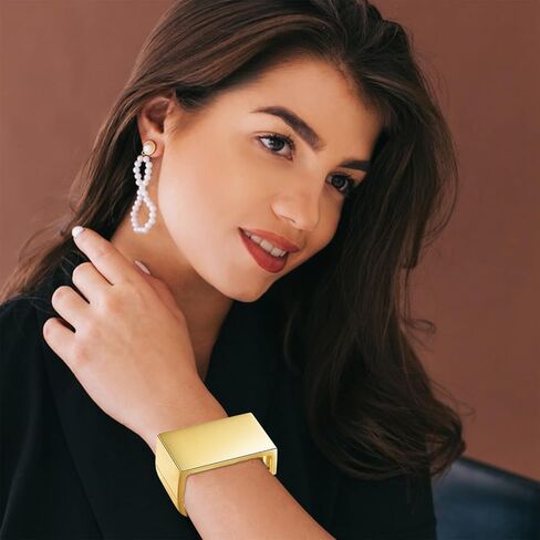 YBMYCM Wide Cuff Chunky Gold Bracelets for Women Open Cuff Bangles Bling Rhinestone Wrist Cuff Bracelets for Women as Gifts in Kuwait