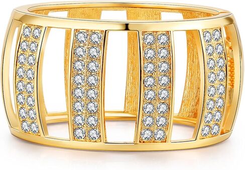 YBMYCM Wide Cuff Chunky Gold Bracelets for Women Open Cuff Bangles Bling Rhinestone Wrist Cuff Bracelets for Women as Gifts in Kuwait