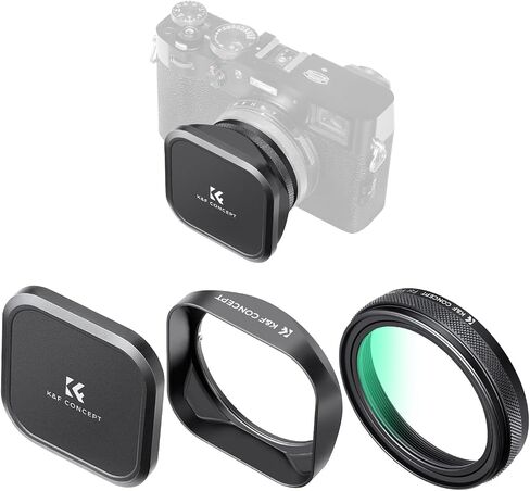 K&F Concept MCUV Protection Filter Kit with Metal Sqaure Lens Hood and Magnetic Lens Cap for Fujifilm X100 Series Camera X100, X100S, X100F, X100T, X100V, X100VI -Silver in Saudi Arabia
