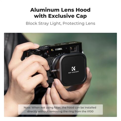 K&F Concept MCUV Protection Filter Kit with Metal Sqaure Lens Hood and Magnetic Lens Cap for Fujifilm X100 Series Camera X100, X100S, X100F, X100T, X100V, X100VI -Silver in Saudi Arabia