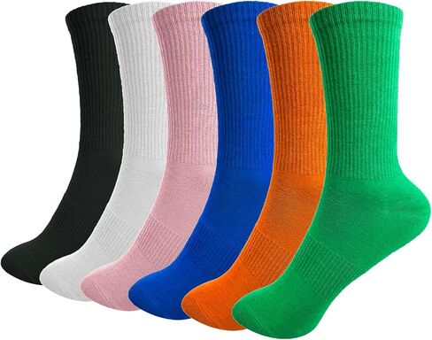 Bestjybt Women's Crew Socks Colorful Cute Casual Athletic Socks Pilates Socks Yoga Socks Barre Socks Non Slip 6 Pairs in Saudi Arabia