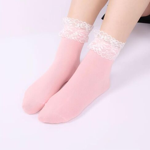 Women Lace Ruffle Socks Fashion Fancy Lovely Girl Socks 3 Pairs in Saudi Arabia