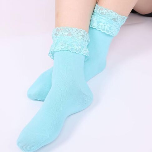 Women Lace Ruffle Socks Fashion Fancy Lovely Girl Socks 3 Pairs in Saudi Arabia