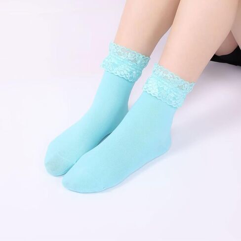 Women Lace Ruffle Socks Fashion Fancy Lovely Girl Socks 3 Pairs in Saudi Arabia