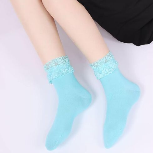 Women Lace Ruffle Socks Fashion Fancy Lovely Girl Socks 3 Pairs in Saudi Arabia