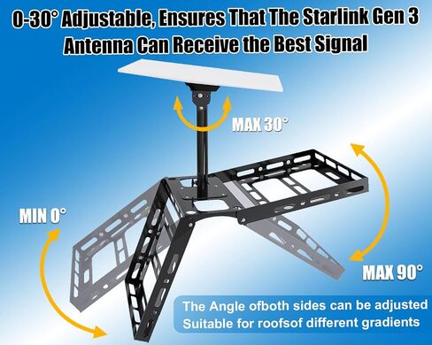 Adjustable Starlink Gen 3 Roof Mount, Starlink Mounting Kit Gen 3 with 0-30° Adjustable Starlink Gen 3 Pipe Adapter for Starlink Internet Kit Satellite, Stainless Steel Starlink Pole Mount in Saudi Arabia