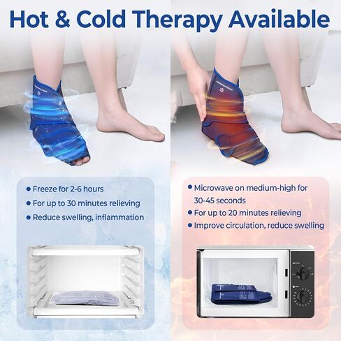 KingPavonini Ankle Foot Ice Pack Wrap for Sprained Ankle and Surgery Recovery, Reusable Gel Ice Packs for Feet Injuries, Plantar Fasciitis, Achilles Tendonitis, Hot/Cold Therapy (1 Wrap+4 Gel Packs) in Saudi Arabia