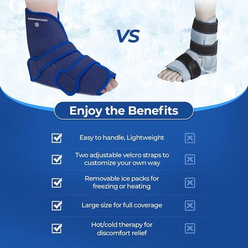 KingPavonini Ankle Foot Ice Pack Wrap for Sprained Ankle and Surgery Recovery, Reusable Gel Ice Packs for Feet Injuries, Plantar Fasciitis, Achilles Tendonitis, Hot/Cold Therapy (1 Wrap+4 Gel Packs) in Saudi Arabia