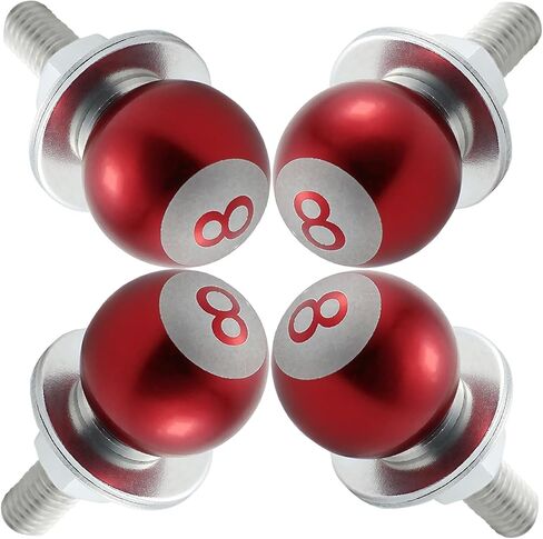 8 Ball License Plate Screw Fasteners Kit Billiards License Plate Bolts Decoration Stainless Steels Aluminum Alloy Universal Fit Most Cars Truck Motorcycle 4 Pcs (Red) in Kuwait
