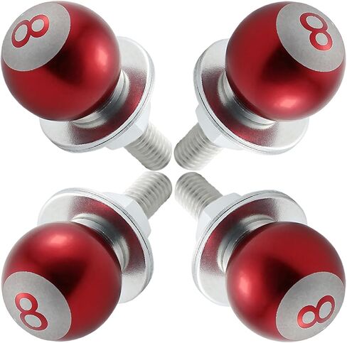 8 Ball License Plate Screw Fasteners Kit Billiards License Plate Bolts Decoration Stainless Steels Aluminum Alloy Universal Fit Most Cars Truck Motorcycle 4 Pcs (Red) in Kuwait