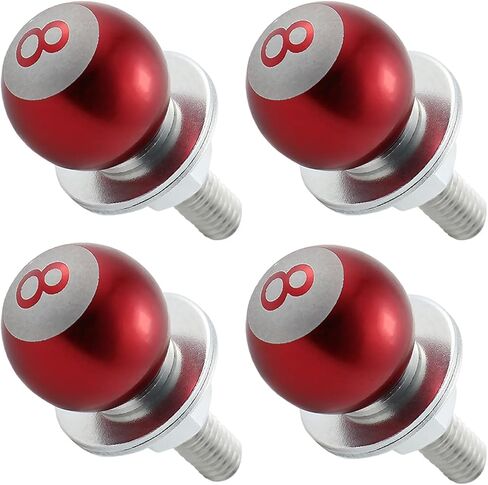 8 Ball License Plate Screw Fasteners Kit Billiards License Plate Bolts Decoration Stainless Steels Aluminum Alloy Universal Fit Most Cars Truck Motorcycle 4 Pcs (Red) in Kuwait