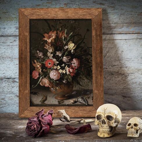 Whaline 9Pcs Dark Academia Wall Art Prints Vintage Wall Decor Witch on Broomstick Floral Skull Gothic Home Decor Wall Art for Halloween Gallery Wall Home Living Room Bedroom Decor (UNFRAMED) in Saudi Arabia