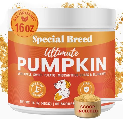 Organic Pumpkin Powder for Dogs (16 oz) - Digestive Support - Natural Fiber for Dogs - Tasty Food Topper or Mix with Water for Pumpkin Puree, 60 Scoops in Saudi Arabia