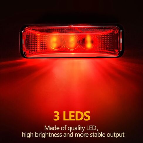 Yahenda 20 Pieces 3.9 Inch 3 LED Trailer Marker Lights Trailer LED Waterproof Side Marker Light Rectangle Trailer Running Lights for Truck RV Exterior Marker Lights Accessories (Amber, Red) in Kuwait