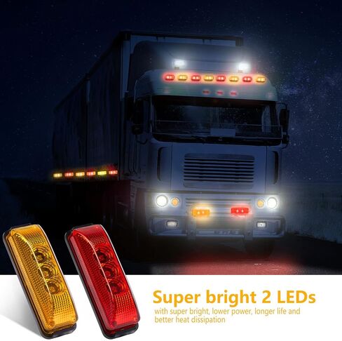 Yahenda 20 Pieces 3.9 Inch 3 LED Trailer Marker Lights Trailer LED Waterproof Side Marker Light Rectangle Trailer Running Lights for Truck RV Exterior Marker Lights Accessories (Amber, Red) in Kuwait