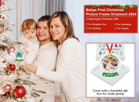 WhstSign Babys First Christmas Picture Frame Ornaments 2024 My First Christmas Photo Frame Ornaments for Christmas Tree Babies 1st Baby Boy Girl First Christmas Ornaments Gifts for Newborn New Parents in Saudi Arabia