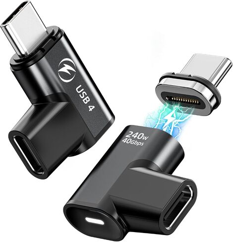 محول مغناطيسي USB C 240 وات، محول USB C مغناطيسي 24 دبوس مستقيم مع PD 240 وات USB4 40 جيجابت في الثانية نقل البيانات 8K 60 هرتز فيديو لـ Thunderbolt 3/4، iPhone 15 MacBook Pro/Air، PS5 PSVR2، أسود in Saudi Arabia